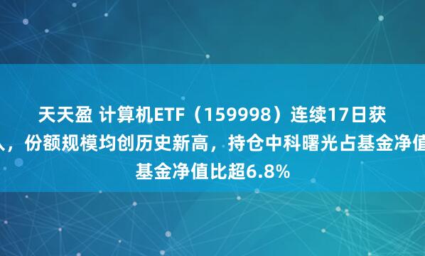 天天盈 计算机ETF（159998）连续17日获资金净流入，份额规模均创历史新高，持仓中科曙光占基金净值比超6.8%